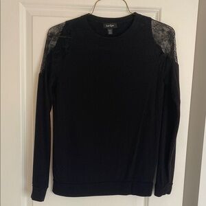 Black Long Sleeve Top with Lace Detail